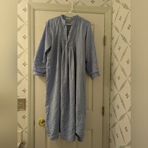 Blue LL Bean Dobby Pintuck Nightgown